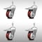 Service Caster 4 Inch SS Maroon Polyurethane 3/8 Inch Threaded Stem Caster Set Total Lock Brake SCC-SSTSTTL20S414-PPUB-MRN-381615-4 - alternate 3